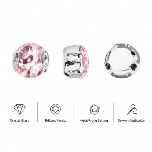 G&J Wholesale Round 2D Sew-On Glass Claw Rhinestones