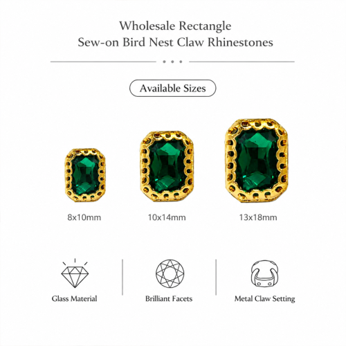 G&J Wholesale Rectangle Sew-on Bird Nest Claw Rhinestones | Bird Nest Claw Rhinestone |