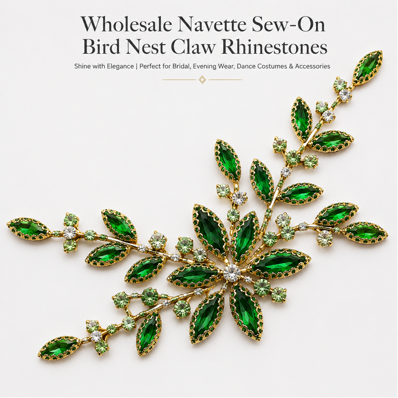 G&J wholesale navette sew-on bird nest claw rhinestones for garment trims wholesale