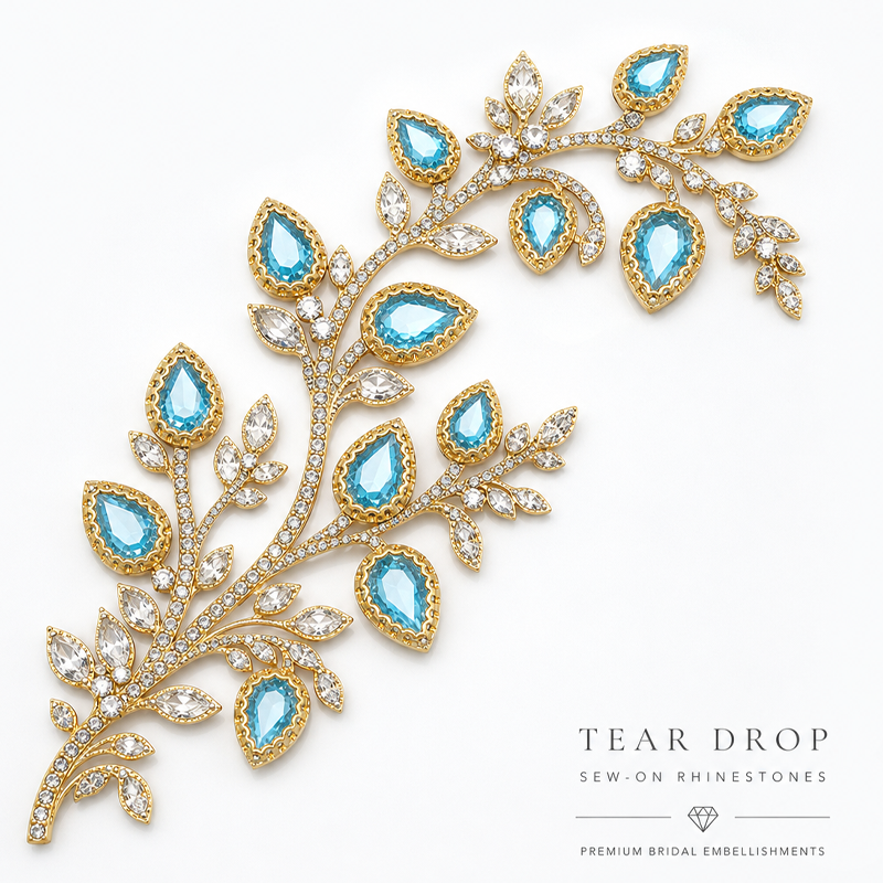 G&J wholesale tear drop sew-on bird nest claw rhinestones for garment trims wholesale