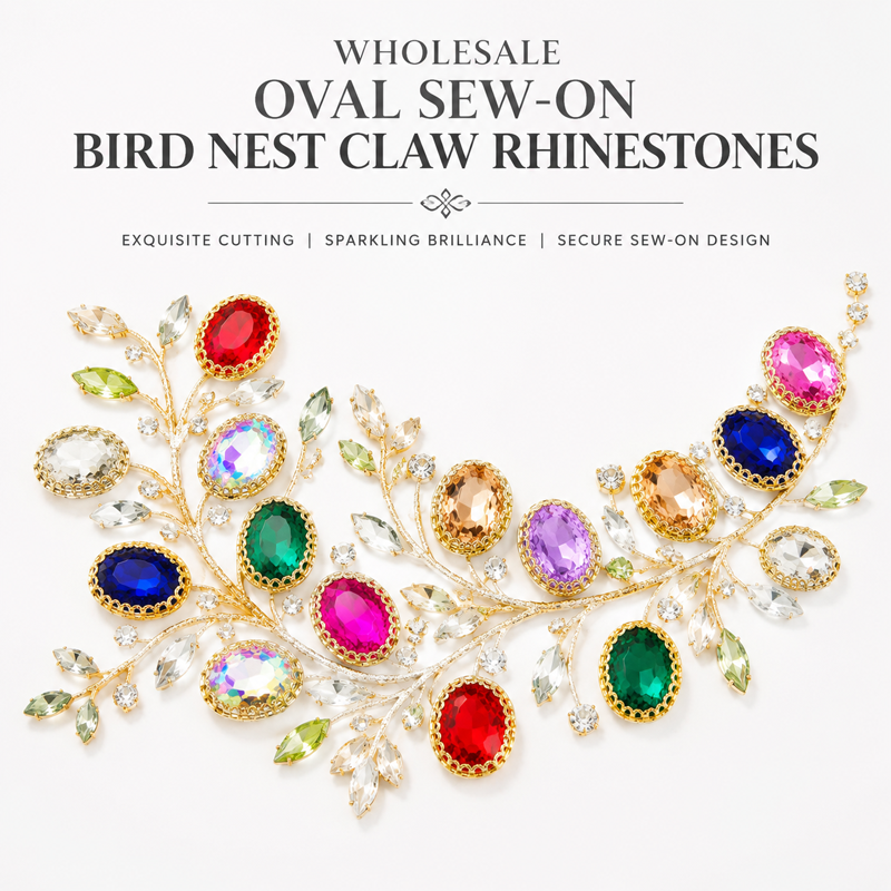 G&J wholesale oval sew-on bird nest claw rhinestones for garment trims wholesale