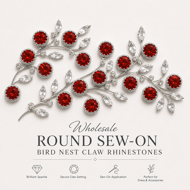 G&J wholesale round sew-on bird nest claw rhinestones for garment trims wholesale