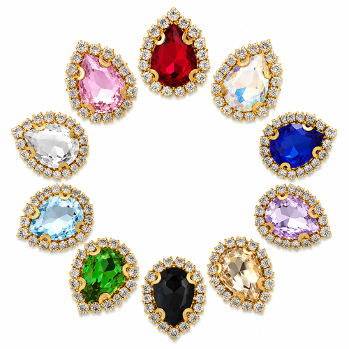G&J Wholesale Tear Drop Sew-on Claw Rhinestones With Chain | Claw Rhinestone with Chain |