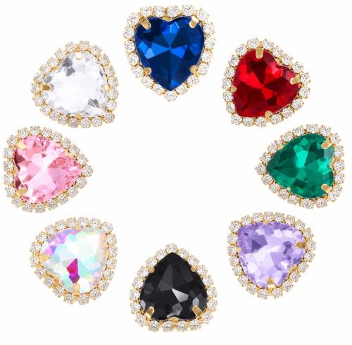 G&J Wholesale Heart Sew-on Claw Rhinestones With Chain | Claw Rhinestone with Chain |