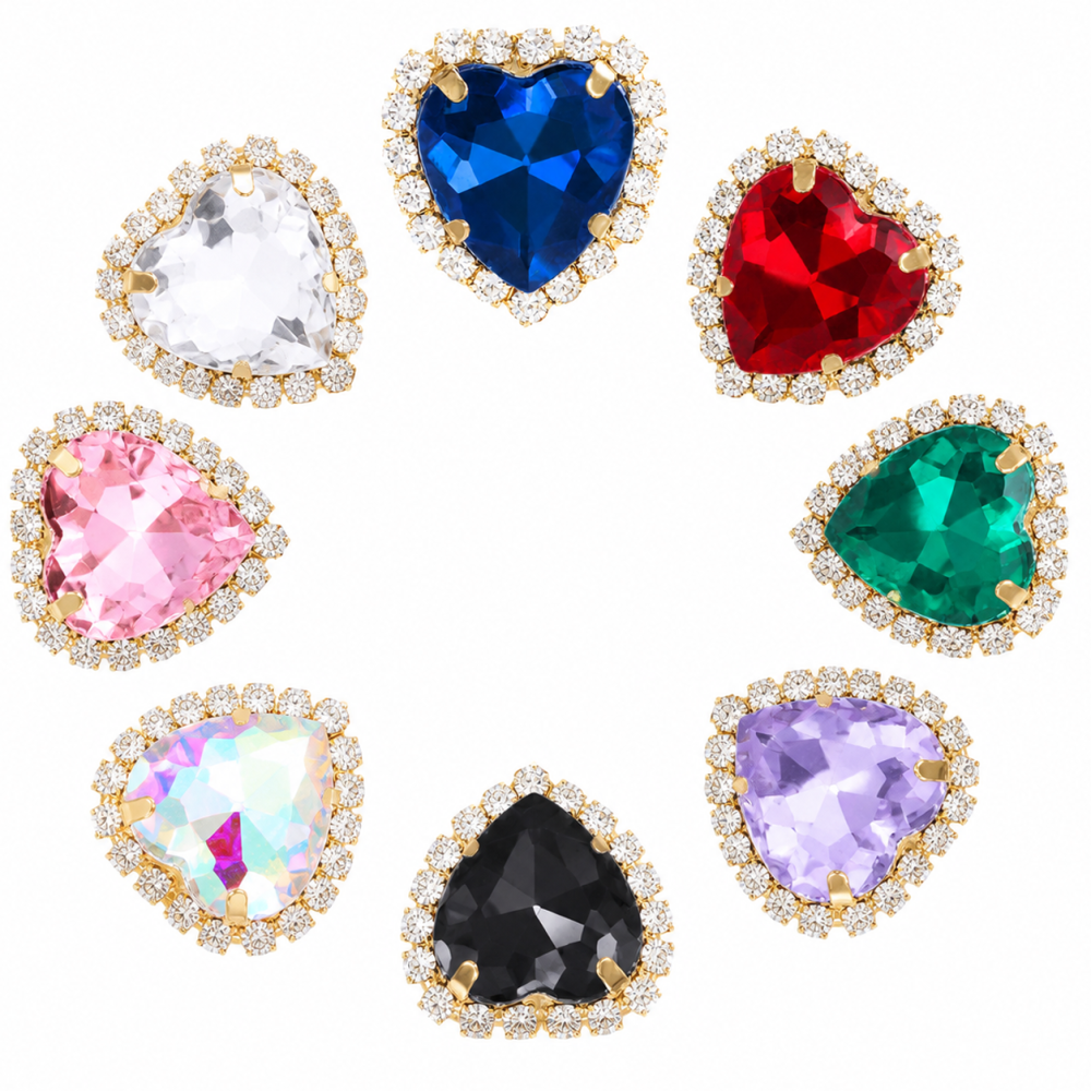 G&J Wholesale Heart Sew-on Claw Rhinestones With Chain | Claw Rhinestone with Chain |