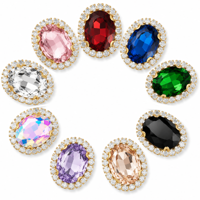 G&J Wholesale Oval Sew-on Claw Rhinestones With Chain | Claw Rhinestone with Chain |