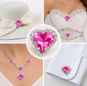 G&J Wholesale Tilted Heart Sew-on Claw Rhinestones With Chain | Claw Rhinestone with Chain |