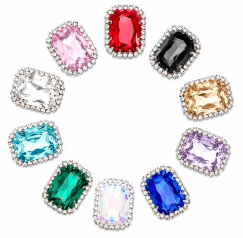 G&J Wholesale Rectangle Sew-on Claw Rhinestones With Chain