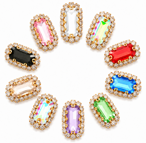 G&J Wholesale Rectangle Sew-on Claw Rhinestones With Chain | Claw Rhinestone with Chain |