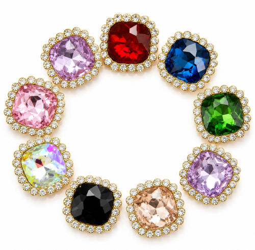 Wholesale Square Sew-On Flower Mode Claw Rhinestones