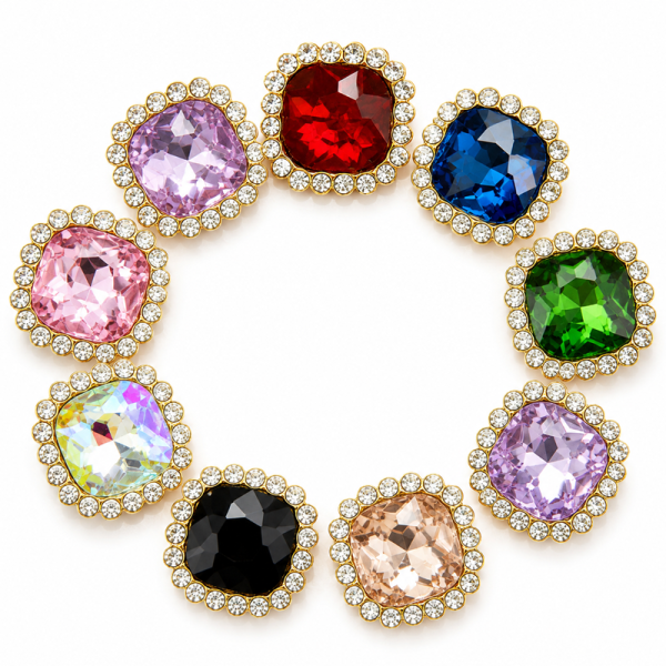 Wholesale Square Sew-On Flower Mode Claw Rhinestones