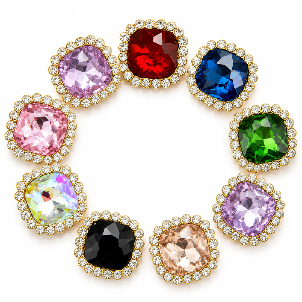 Wholesale Square Sew-On Flower Mode Claw Rhinestones