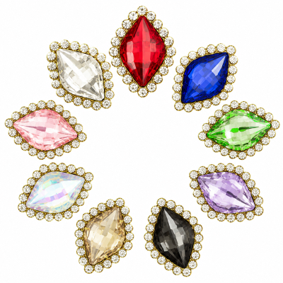 Wholesale Diamond-Shaped Sew-On Flower Mode Glass Claw Rhinestones