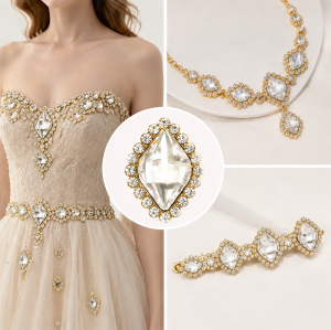 Wholesale Diamond-Shaped Sew-On Flower Mode Glass Claw Rhinestones