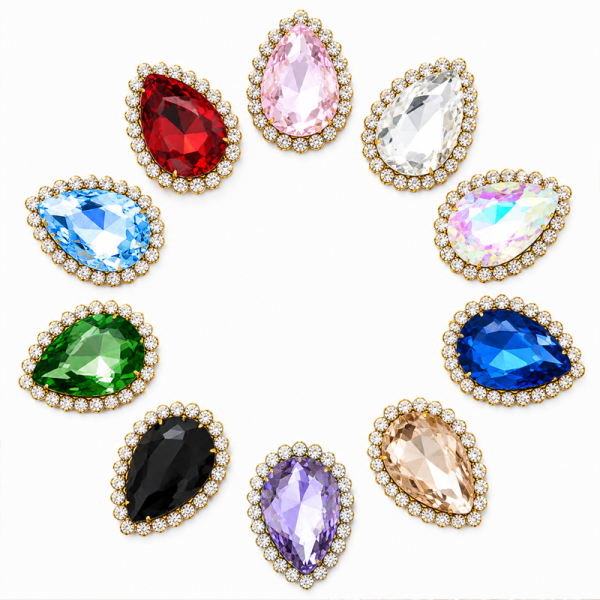 Wholesale Tear Drop Sew-On Flower Mode Claw Rhinestones