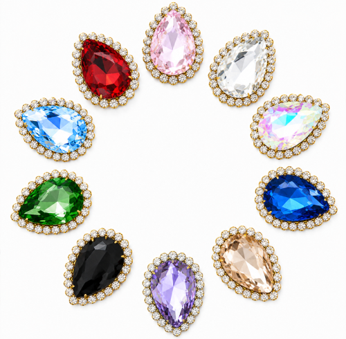 Wholesale Tear Drop Sew-On Flower Mode Claw Rhinestones