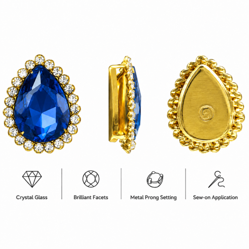 Wholesale Tear Drop Sew-On Flower Mode Claw Rhinestones