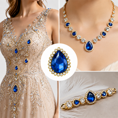 Wholesale Tear Drop Sew-On Flower Mode Claw Rhinestones