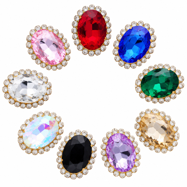 Wholesale Oval Sew-On Flower Mode Claw Rhinestones