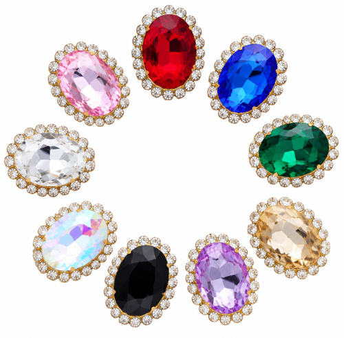 Wholesale Oval Sew-On Flower Mode Claw Rhinestones
