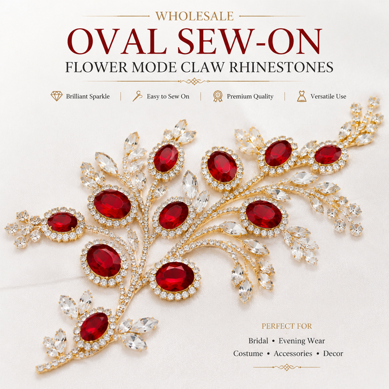 G&J wholesale oval sunflower sew-on claw rhinestones for garment trims wholesale