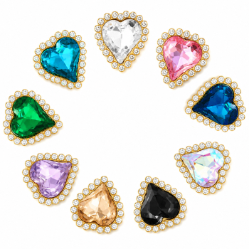 Wholesale Tilted Heart Sew-On Flower Mode Glass Claw Rhinestones