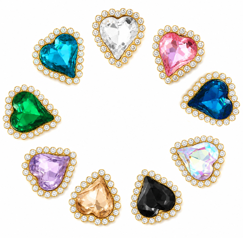 Wholesale Tilted Heart Sew-On Flower Mode Glass Claw Rhinestones