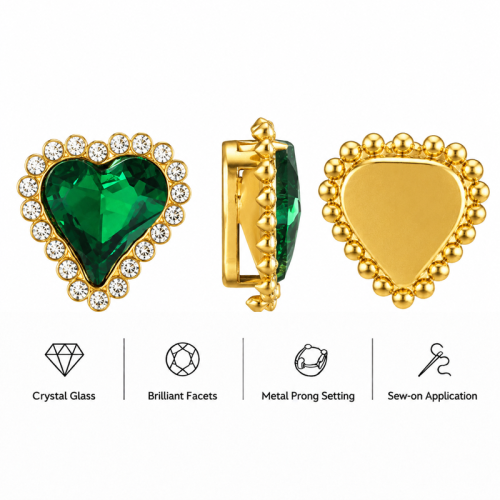 Wholesale Tilted Heart Sew-On Flower Mode Glass Claw Rhinestones