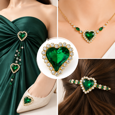Wholesale Tilted Heart Sew-On Flower Mode Glass Claw Rhinestones