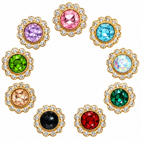 Wholesale Round Sew-On Flower Mode Claw Rhinestones