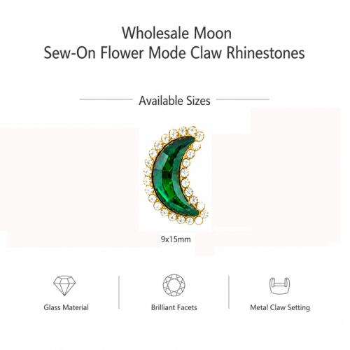 Wholesale Moon Sew-On Flower Mode Glass Claw Rhinestones
