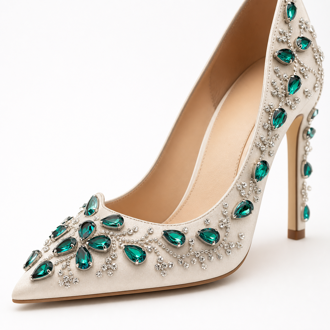 Teardrop sew-on glass 4D claw rhinestones use teardrop glass stones with metal 4D claw settings. They can be sewn onto garments, shoes, bags, and accessories.