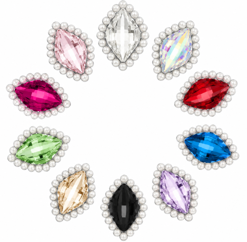 Wholesale Diamond-Shaped Sew-On Flower Mode Claw Rhinestones With Pearl