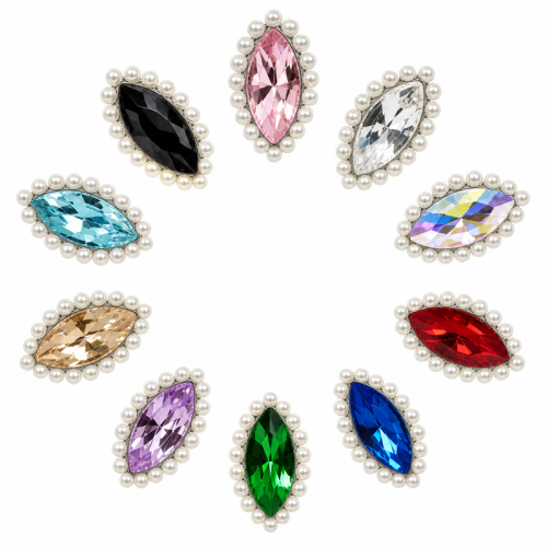 Wholesale Navette Sew-On Flower Mode Claw Rhinestones With Pearl