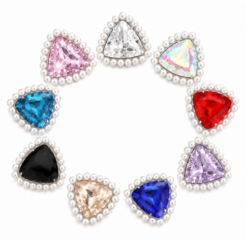 Wholesale Triangle Sew-On Flower Mode Claw Rhinestones With Pearl