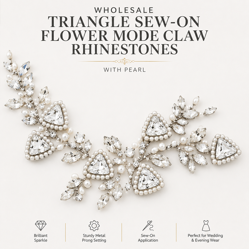 triangle claw rhinestones with pearl