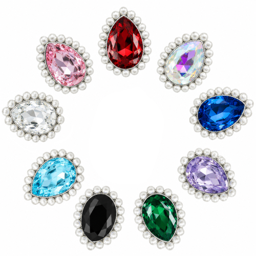 Wholesale Tear Drop Sew-On Flower Mode Claw Rhinestones With Pearl