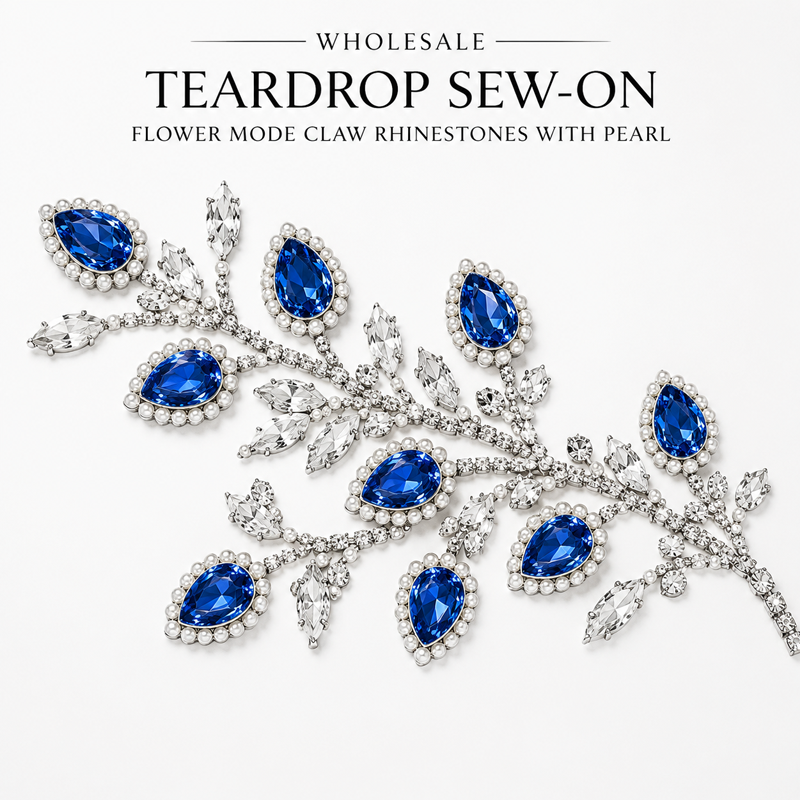 tear drop claw rhinestones with pearl
