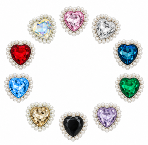 Wholesale Heart Sew-On Flower Mode  Claw Glass Rhinestones With Pearl