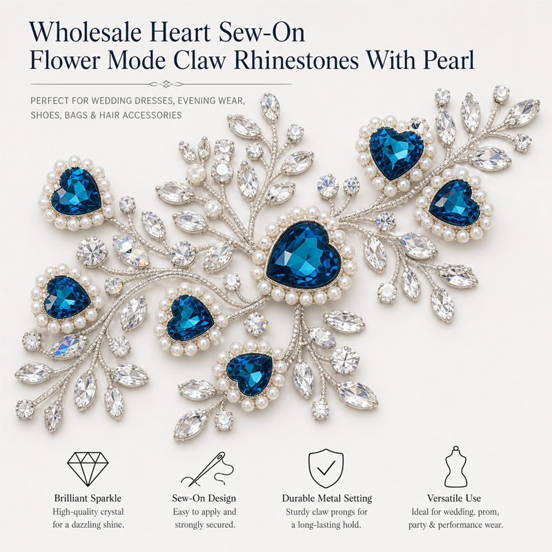 heart claw rhinestones with pearl