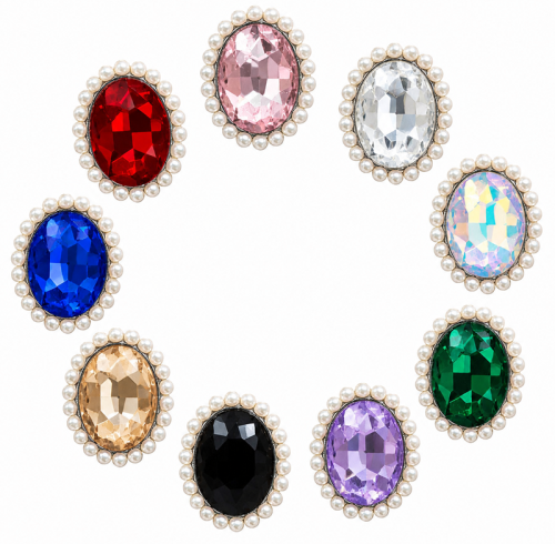 Wholesale Oval Sew-On Flower Mode Claw Rhinestones With Pearl