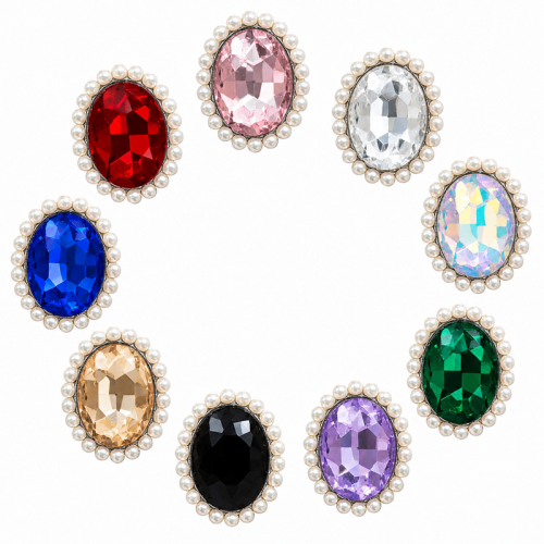 Wholesale Oval Sew-On Flower Mode Claw Rhinestones With Pearl