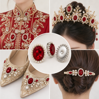 Wholesale Oval Sew-On Flower Mode Claw Rhinestones With Pearl