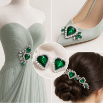 Wholesale Tilted Heart Sew-On Flower Mode Glass Claw Rhinestones With Pearl