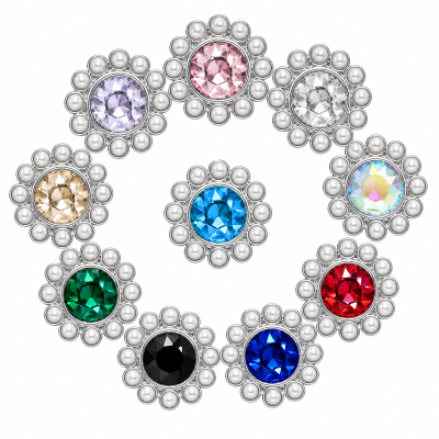 Wholesale Round Sew-On Flower Mode Glass Claw Rhinestones With Pearl