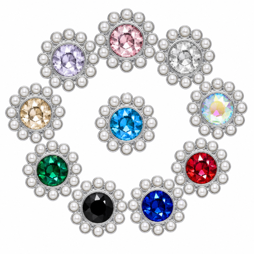 Wholesale Round Sew-On Flower Mode Glass Claw Rhinestones With Pearl