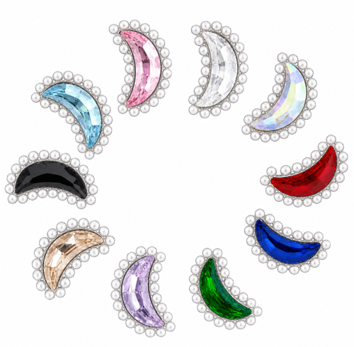 Wholesale Moon Sew-On Flower Mode Glass Claw Rhinestones With Pearl