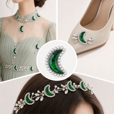 Wholesale Moon Sew-On Flower Mode Glass Claw Rhinestones With Pearl