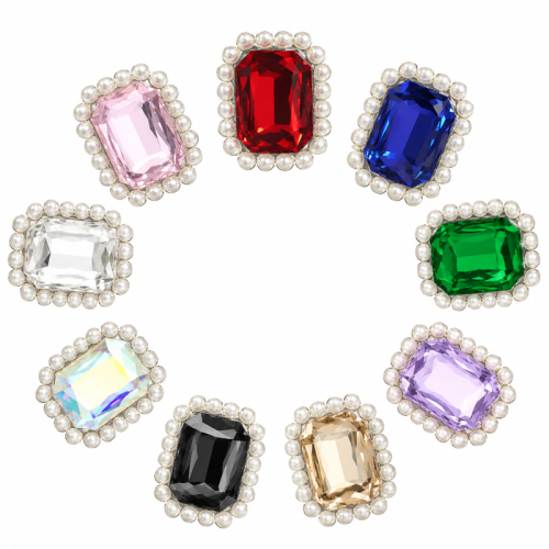 Wholesale Rectangle Sew-On Flower Mode Claw Rhinestones With Pearl