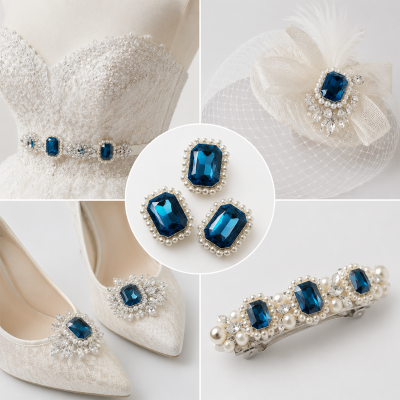 Wholesale Rectangle Sew-On Flower Mode Claw Rhinestones With Pearl